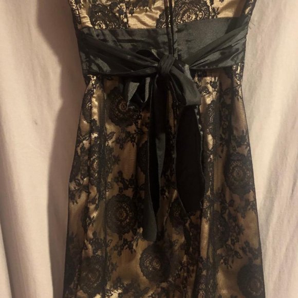 Teeze Me Juniors Black/Tan Size 1 Strapless Dress - Picture 5 of 8